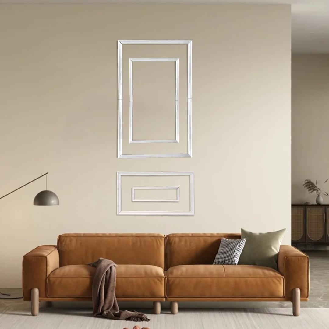 1 Set Peel and Stick Wall Molding Kit - Inner and Outer Layers Style Accent Wall Molding, Ready-to-Assemble Pre Made Wainscoting Wall Panel for Home Décor (Premium Textured Finish)