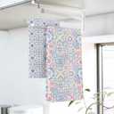 Pink Blue Vintage Abstract Flower Tile Kitchen Dish Towels Set of 2, Colorful Floral Geometric Modern Drying Hand Towel Baking Cooking Cloth, Aesthetic Bathroom Home Decoration 18'' x 26''