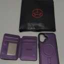 for iPhone 17 Wallet Case Compatible with Magsafe, Magnetic RFID Blocking Card Holder Kickstand 2 in 1 Detachable Case for iPhone 17 6.3", Purple