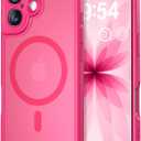 Thomo Magnetic for iPhone 17 Case, [Compatible with Magsafe] [Full Camera Protection] Translucent Matte Military Grade Shockproof with Anti-Fingerprint Phone Cover 2025, Hot Pink