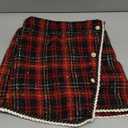 Girls Clothes Skirt Set Fall Winter Long Sleeve Ruffle Top And Plaid Skirt Girls Clothing Set 2 Piece Outfit (11-12 Years, Black+red)