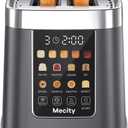 Mecity 2 Slice Toaster with Touch Screen & Auto Lift, Stainless Steel Cool-Touch Toaster with 8 Bread Settings, 5 Shade Levels, 1200W High Power, Keep Warm & Reheat Function, Metallic Grey, 120V