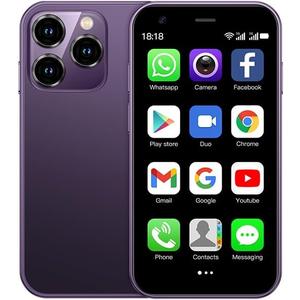 Mini Smartphone, Mini Phone Unlocked Cell Phone 3.0 Inch Android 3G Small Mobile Child Phone Quad Core 2G+16G 5.0MP Dual SIM High Definition (Lilac)