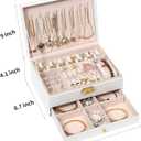 GUOER Jewelry Box for Women Girl Wife - Large PU Leather Jewelry Organizer Storage Case with Two Layers Display for Earrings Bracelets Rings Watches Mother's Day (White)