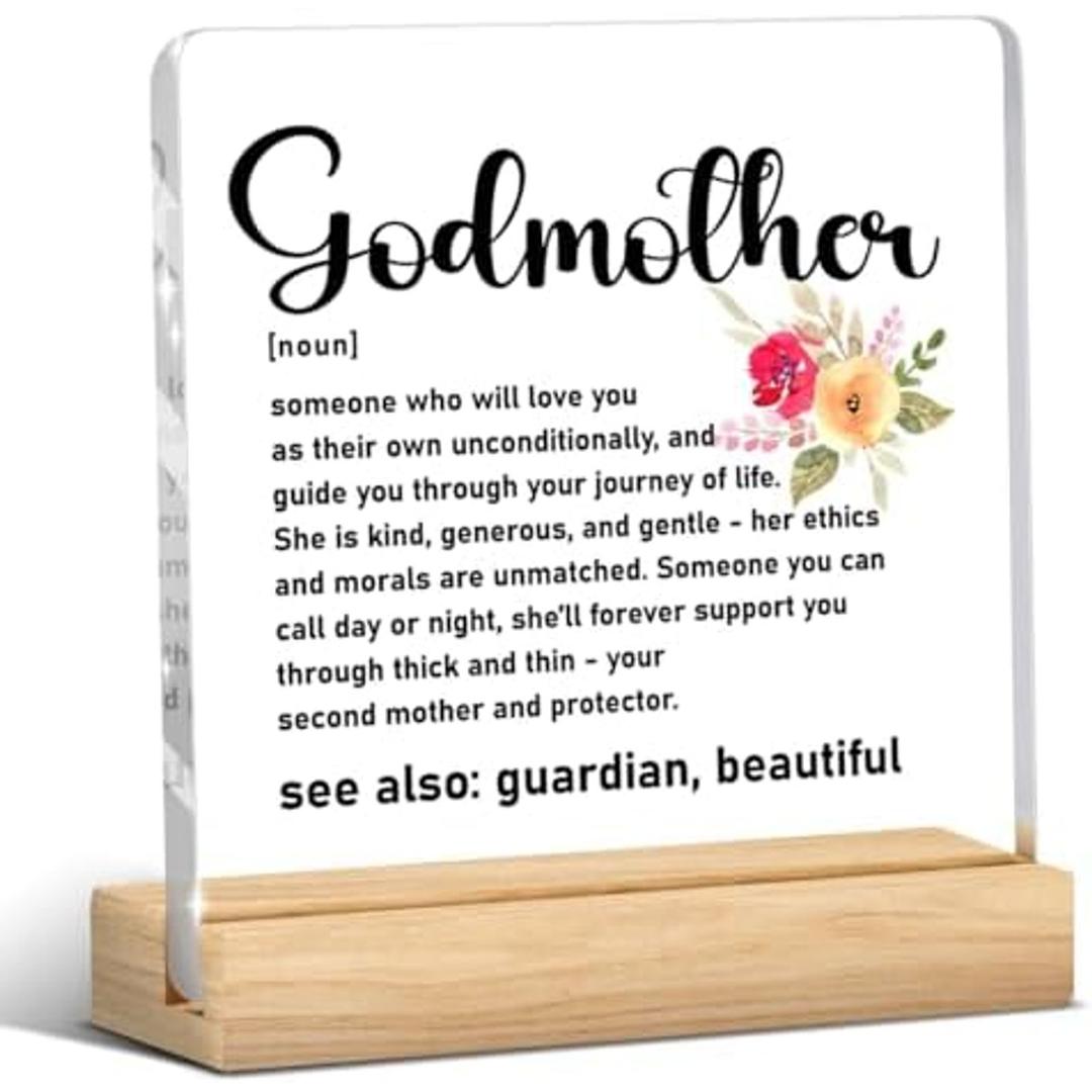Godmother Gifts From Goddaughter Godson, Godmother Definition Clear Acrylic Desk Decor, Gifts for Birthday Christmas Mothers Day Anniversary, Decorations for Living Rooms Offices Homes