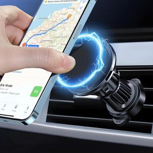 wuyaoyao Magnetic Phone Holder for Car, Car Cell Phone Holder with Strong Magnet, 360 Rotation Auto Smartphone Mount for Air Vent, Universal Vehicle Phones Stand Holder for All Smartphones
