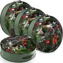 4 Pack Wreath Storage Container, Christmas Wreath Storage Box with Clear Window and Handles Upgrade Oxford Cloth Garland Bags with Dual Zipper for Xmas Wrapping(Green,30 Inch)