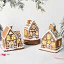 Resin Christmas Decorations: 3Pcs Light-Up Gingerbread House Christmas Village Collectible Figurines, Battery Powered LED Lights, Classic Gifts Swedish Xmas Decorations for Home Table Dcor