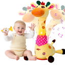 Vodolo Talking Singing Dancing Giraffe Toy with 60 Children's Song,Recharged Interactive Giraffe Plush Musical Baby Toys for Repeats What You Say,Tummy Time Giraffe Gifts,Toddler Stuffed Animal Toys