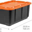 IRIS USA 3-Pack 27 Gallon Storage Bins with Lids |Made in USA| Heavy Duty Plastic Tote Containers for Truckbed Tool Box Organization, Large - Orange