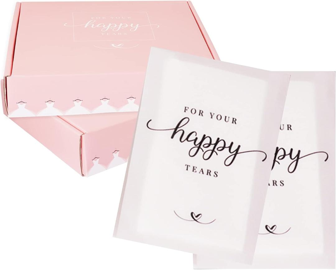 Wedding Tissues Packs For Guests- Set of 20- For Your Happy Tears Tissues- Wedding Favors for Guests – Frosted-Paper – Bulk Individual Tissue Packs & Items for Wedding Welcome Bags by PureRejuva