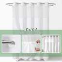 White No Hook Shower Curtain with Snap-in Fabric Liner Set,Slub Textured Fabric Shower Curtains for Bathroom,Hotel Style Modern Shower Curtain,Water Repellent & Washable,71x74(72)
