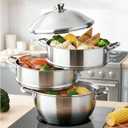 LOLYKITCH 8-Quart/ 30CM Stainless Steel Steamer Pot - 3 Tier Steamer, 8.0 QT