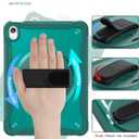 Case for iPad (A16) 11th/10th Generation 11''/10.9'' 2025/2022 Kids with Pencil Holder 360Rotate Handle Strap/Stand (Dark Green)