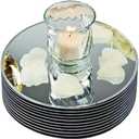 8 Pack Round Mirror Centerpieces for Tables Decorations, 10" Acrylic No Glass Circle Mirror Tray Candle Plate Centerpiece Table Decorations for Wedding Decorations Party, Wall Decor