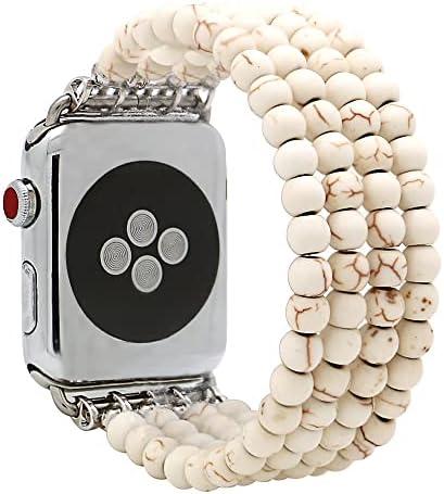 KAI Top Beaded Bracelet Compatible with iWatch Band 38mm 40mm 41mm 42mm 44mm 45mm 46mm 49mm Women, Stone Beaded Elastic Stretch Replacement Strap for Apple Watch Ultra SE Series 10 9 8 7 6 5 4 3 2 1