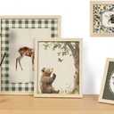 16 PCS Framed Woodland Nursery Wall Art Decor, Vintage Baby Girl & Boy Nursery Decor, Kid Toddler Room Bedroom Playroom Decor, Sage Green Animals Eclectic Gallery Wall Prints, Bear Duck Goose Rabbit