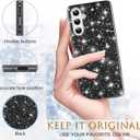 Silicone Case for Samsung Galaxy S25 Plus 5G Case Glitter Sparkle Bling, Hybrid Matte Back Case High Impact Heavy Duty Shockproof Protective Cover for Samsung S25 Plus Cute Case for Women (Black)