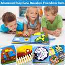 Montessori Busy Book , Felt Quiet Book for Baby, Preschool Early Learning Educational Toys for Kids Age 3 4 5 6 Years, Develops Fine Motor Skills,Toddlers Activities Toy for Airplane Car Travel (Blue-farm)