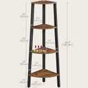 VASAGLE Corner Shelf Stand, 4-Tier Corner Bookshelf, Industrial Ladder Shelf, Plant Stand for Living Room, Office, Kitchen, Rustic Brown and Black ULLS34X