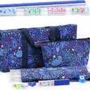 American Mahjong Tile Set(Winter-Themed), 160 Blue Engraved Tiles with Racks and Mahjong Bag, Mahjong Set for Beginners