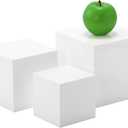 Glossy White Acrylic Cubes Display Nesting Risers,for displays and photography,displaying jewelry, cosmetics, figures,for retail counter,exhibition, Set of 3(4",5",6" cubes) (Glossy White)