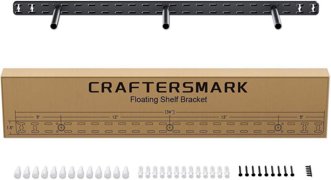 1pc Floating Shelf Hardware Heavy Duty Hidden Shelf Brackets Support,Wall Mounting Invisible Floating Shelves Bracket Without Jig (34" x 6" x 1.5" Without Tools)