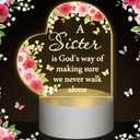 Jetec Acrylic Night Light Friend Gifts for Women Birthday Gifts for Her Friendship for BFF Teen Girls Besties Sister Coloured Flower Lamp with Warm Colors LED Lamp Base(A Sister)