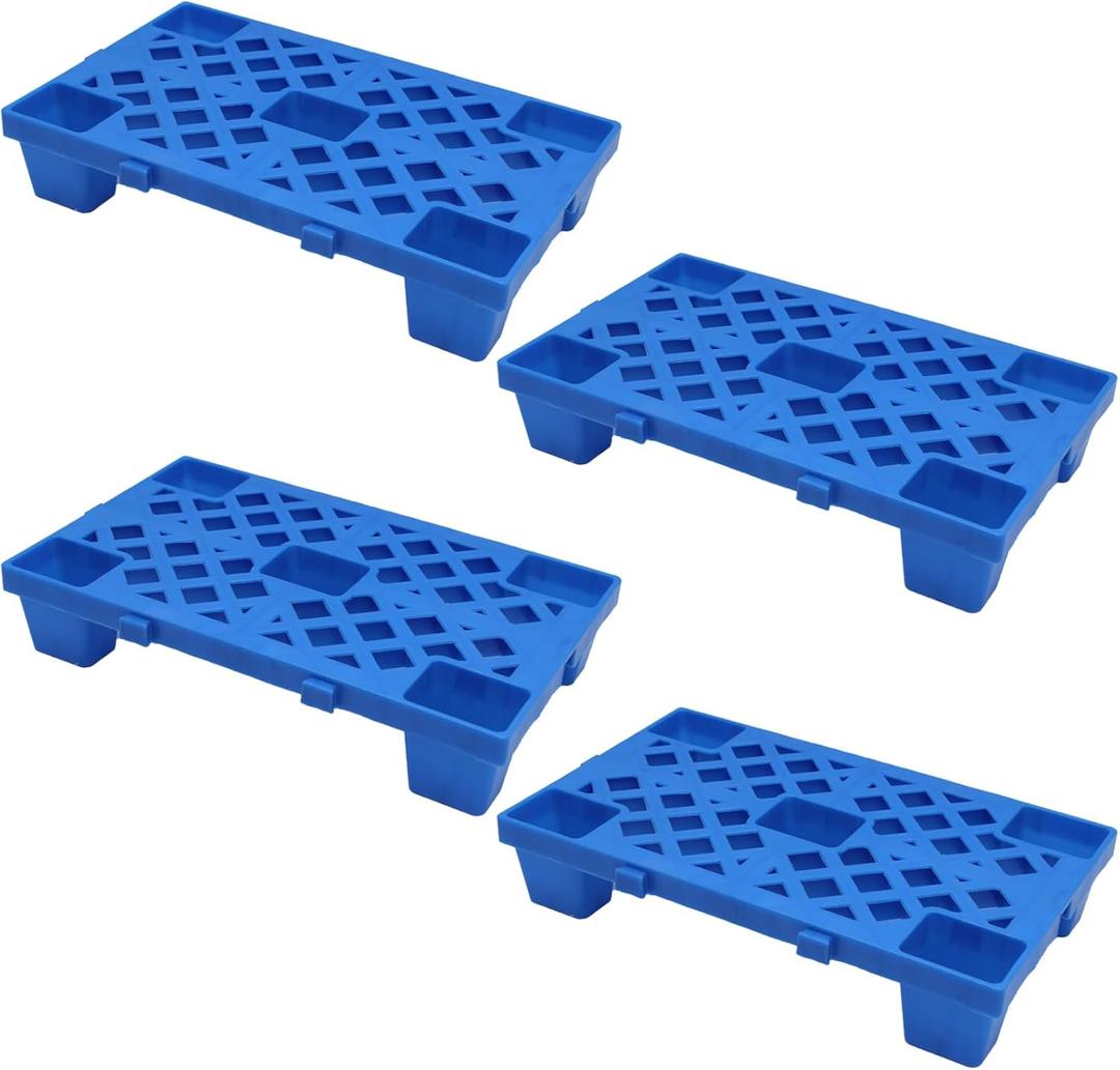 Plastic Pallets,4 Pack Lightweight Pallet,Nestable Moisture-Proof Floor Pallets,Spliceable Outdoor Breathable Grid Platform for Garage WarehousPacke Supermarket Basement Storage,19.7x11.8x3.9in