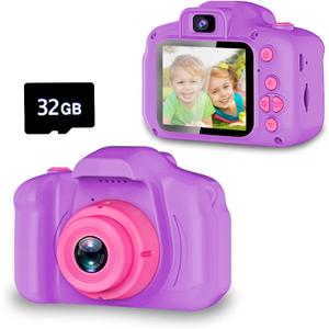 Seckton Upgrade Kids Selfie Camera, Christmas Birthday Gifts for Girls Age 3-9, HD Digital Video Cameras for Toddler, Portable Toy for 3 4 5 6 7 8 Year Old Girl with 32GB SD Card