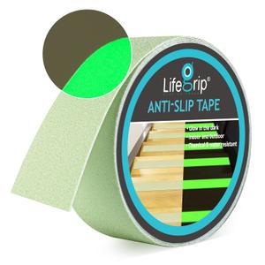 LifeGrip Anti Slip Traction Tape with Glow in Dark Green, 2 Inch x 38 Feet - Best Grip, Friction, Abrasive Adhesive for Stairs, Tread Step, Indoor and Outdoor, Luminous Green (2 inch X 38 feet) LifeGrip Anti Slip Traction Tape with Glow in Dark Green, 2 Inch x 38 Feet - Best Grip, Friction, Abrasive Adhesive for Stairs, Tread Step, Indoor and Outdoor, Luminous Green (2 inch X 38 feet)