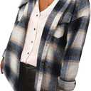 Women's Brushed Plaid Shirts Long Sleeve Flannel Lapel Button Down Cardigan Boyfriend Shacket Jacket Coats (Medium)