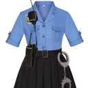 KIDIN Police Officer Costume for Kids Cop Costume for Girls’ Police Dress Up Halloween Cosplay Birthday Gift XL