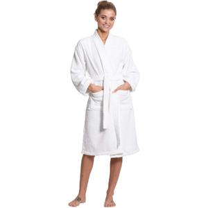 Turkuoise Soft & Absorbent Towel Robe, 100% Cotton Turkish Terry Cloth Kimono Bathrobes for Women (XX-Large, White)
