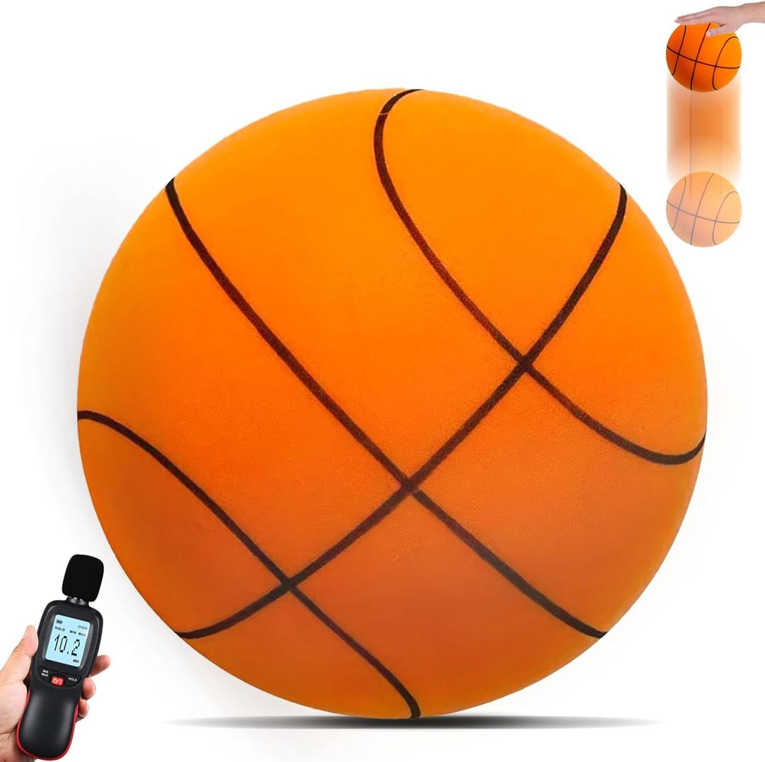 Silent Basketball Size 7(29.5), Soft Foam Ball Soundless for Quiet Dribbling and Indoor Training, Grooved Airless Higher Bounce Ball for Indoor Games