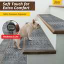 JSEI Stair Treads for Wooden Steps, 15 Pack 8" X 30" Non-Slip Machine Washable Carpet Stair Tread with TPE Backing, Indoor Stair Rug Runner for Kids, Elders & Pets, Polyester, Light Grey/Charcoal Black