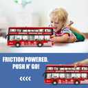11"(28cm) Double Decker Bus Toy with Lights & Sounds, Scale(1:16) Friction Powered Bus Toy for Kids with Indoor Ceiling Lights and 4 Different Sounds - Gift for Kids Ages 3+ (Red), 11 x 2.8 x 4.9 inches