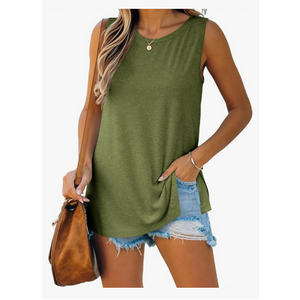 Imily Bela Womens Loose Fit Casual Flowy Tank Tops Crewneck Trendy Sleeveless Side Split Summer Tops Clothes Outfits 2025, Size: XL
