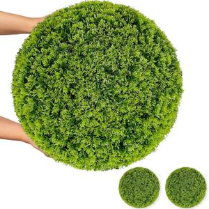 Artificial Plant Topiary Ball: UV-Anti 2 PCS 16 Inch 4-Layer Leaf Faux Boxwood Decorative Balls for Wedding, Balcony,Garden, Backyard and Indoor & Outdoor Greenery Home Dcor (Cypress)