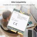 RZ616 MT7922A22M M.2 WiFi6E WL Network Card Module, 5374Mbps Bluetooth 5.2 Tri Band WiFi6E Card Adapter, for Computer, for Linux Compatible, Easy Installation