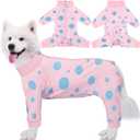 Dog Surgery Suit Long Sleeve, Dog Recovery Suit Female Male with Zipper Closure Post Spay, Neuter, Dog Onesie Shedding Suit Full Coverage Bodysuit (Pink, XL)