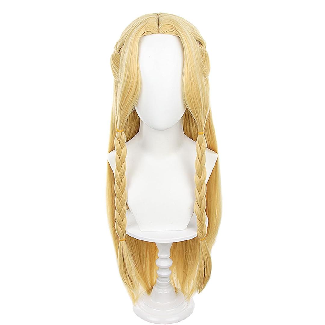 XiongXiongLe Cosplay Halloween Wig Women Costume Long Straight Yellow Golden Mixed Hair Replacement Wig for Adult Cos Anime Party Halloween Christmas (Blonde Long 2)