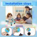 16 x 16 Pcs 3.4 Inches Mini World Globes Rotating Geographic Earth Map Globe with Stand for Learning Educational Classroom Desk Table Decoration, Blue