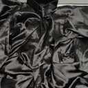 ECDAHICC Women's Satin Silky Long Sleeve Laple V Neck Lace Up High Waist Side Split Floor Length Wrap Maxi Shirts Dress (Large, Black)