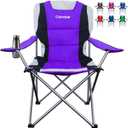 Camabel Folding Camping Chairs 400lbs Extra Large Outdoor Lawn Chair Padded Sports Lightweight Portable Chairs for Beach Hiking Fishing Picnic BBQ with Cup Holder and Storage Bag Purple