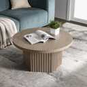 SICOTAS Round Coffee Table for Living Room Modern Fluted Coffee Table, 31.5"D x 31.5"W x 15.6"H