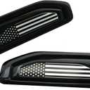 Pair Custom USA Flag Driver Side Vent Right Left 3D Badge Emblems Replacement for 19-24 GMC Sierra 3.0 Duramax 5.3L 6.2L V8 1500 GM (Black White)