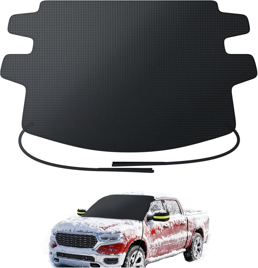 Zanch Upgrade Windshield Cover for Ice & Snow [Fast Install & Removal] 600D Oxford Fabric Against Magnetic Fit Snow, Ice, Frost, Winter Accessories - Fit for Pickup/Large SUV/MPV - (70''x54'')