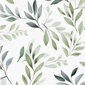 Green Peel and Stick Wallpaper,17.5"x 118"Sage Olive Leaf Contact Paper,Modern Botanical Greenery Wall Paper For Bathroom Bedroom Cabinet Vinyl Waterproof Removable Farmhouse Dorm Renter Friendly