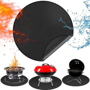 Round Fire Pit Mats for Under Fire Pit Compatible with Solo Stove, Accessories Compatible with Solo Stove , 3-Layer Fireproof Esay to Clean Grill Mats for Outdoor Grill to Protect the Deck, 39in (Black)